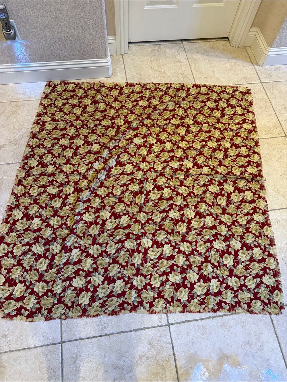 Floral Pattern Red and Gold Fabric Panel